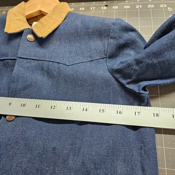 Vintage American West Denim Jacket 80s Womens Small Ranch Coat Western Chore - Picture 9 of 11